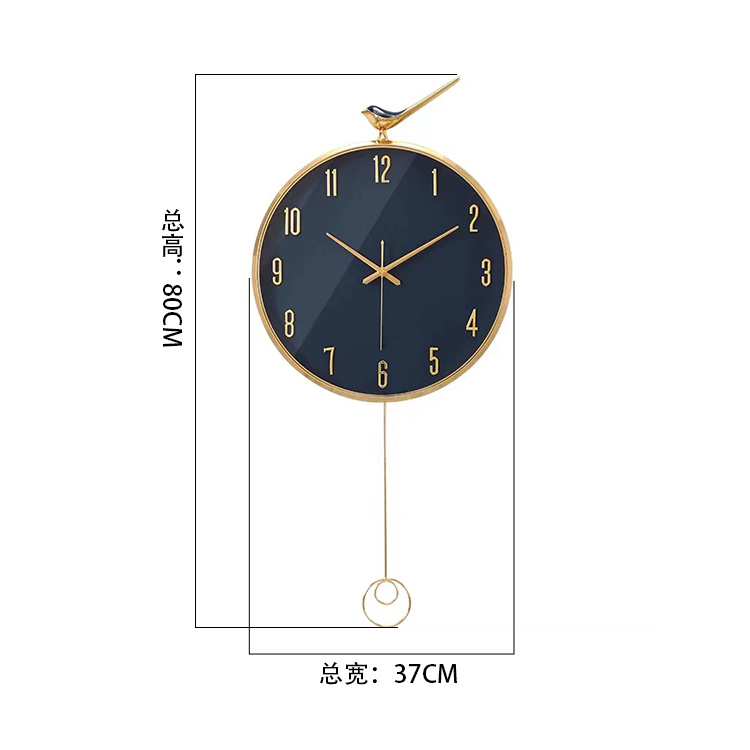 轻奢挂钟现代简约表挂墙客厅装饰钟表创意静音时钟个性摇摆石英钟细节图