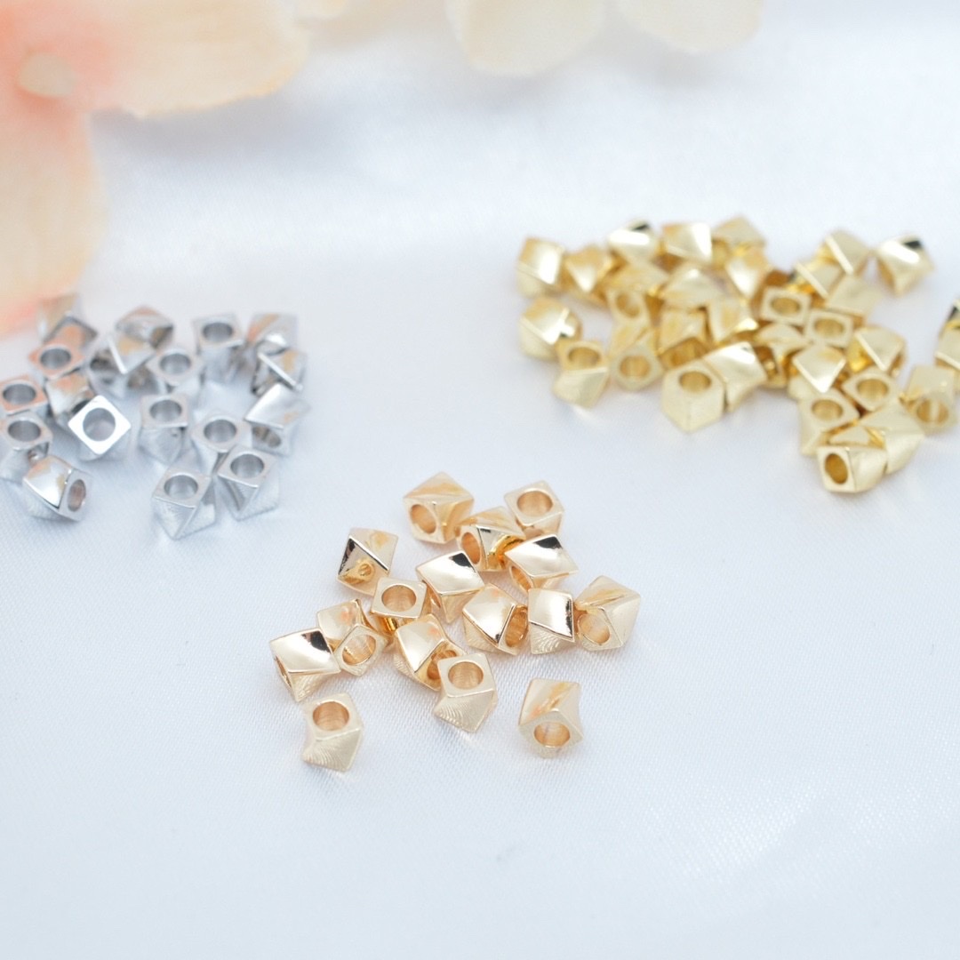 Brass square twisted beads, beaded spacers, diy handmade necklace, bracelet, beaded material accessories Specification drawing