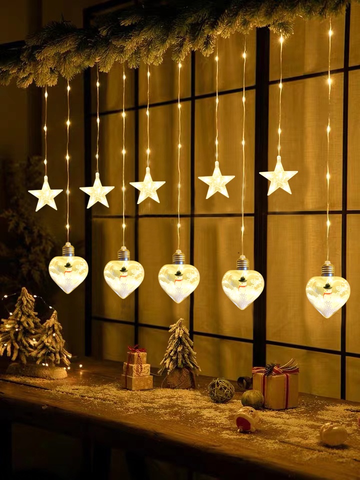 10 Hanging leather thread Christmas pendants, diamond heart bottles, curtain lights, festival lights, outdoor lights, string lights, decorative lights, festive string lights