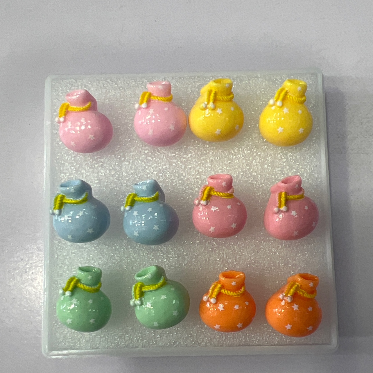 卡通糖果色星星壶耳钉防过敏塑料耳针