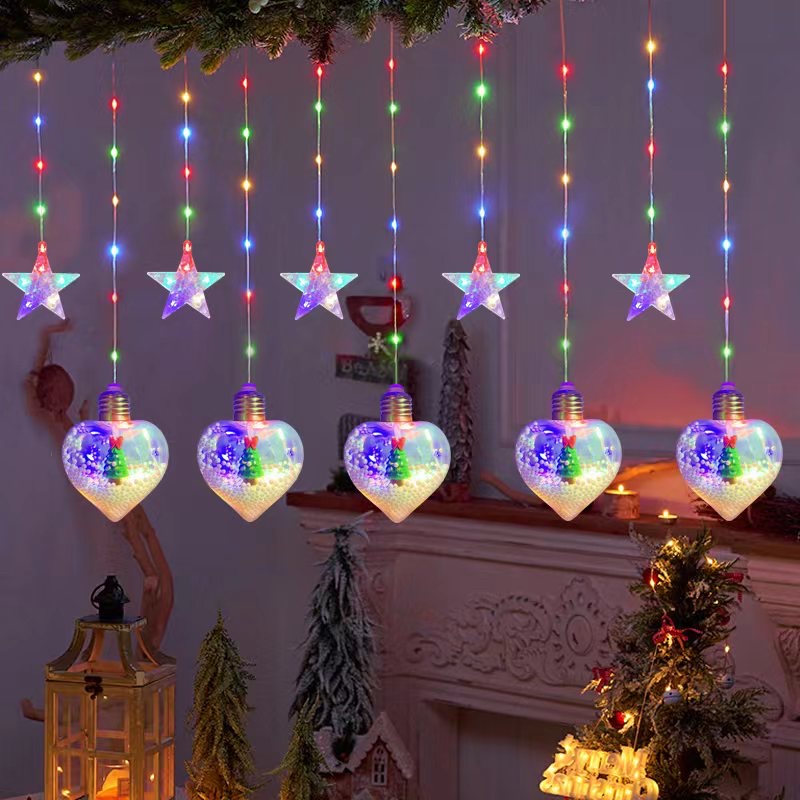 10 Hanging leather thread Christmas pendants, diamond heart bottles, curtain lights, festival lights, outdoor lights, string lights, decorative lights, festive string lights details Picture