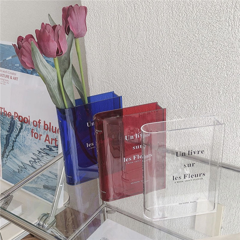 简约亚克力花瓶水培插花透明花瓶相框书本手提包同款创意塑料花瓶