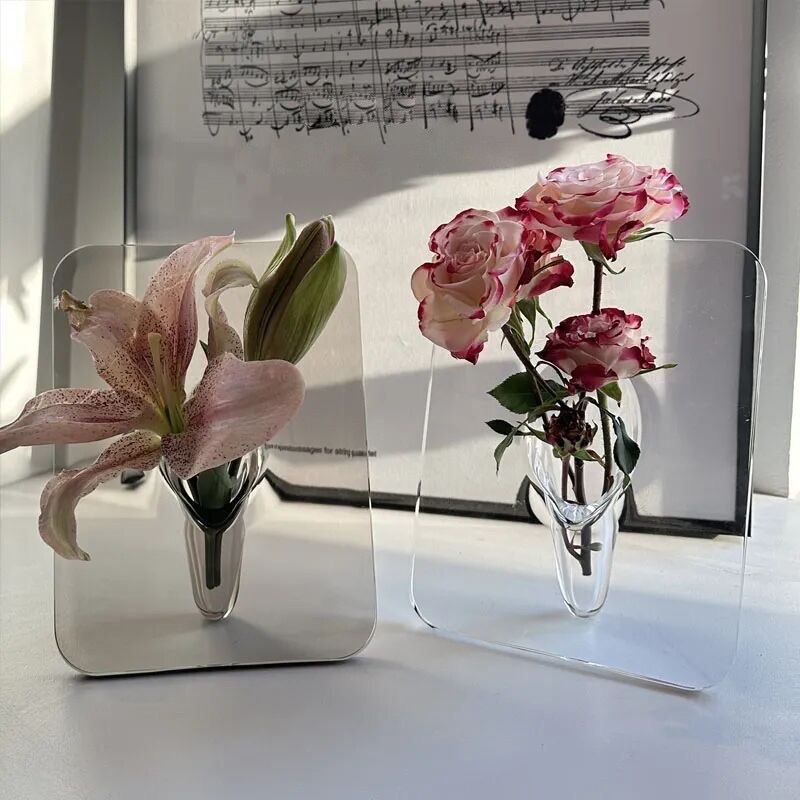 北欧INS跨境创意现货亚克力花瓶插花器 简约办公室摆件装艺术相框