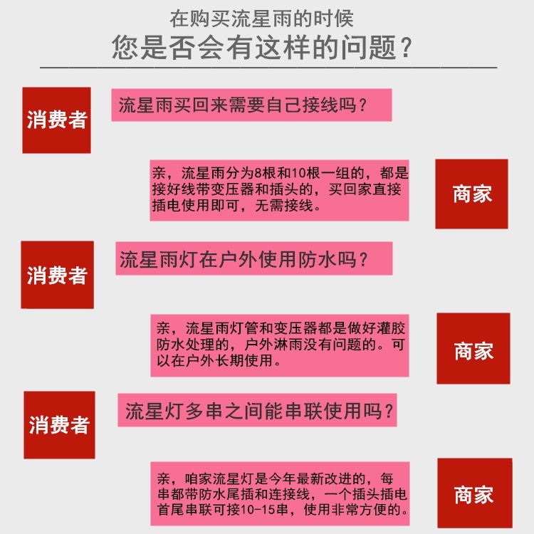 流星雨led灯七彩灯闪灯串灯满天星户外防水亮化挂树上的装饰灯串 详情图2