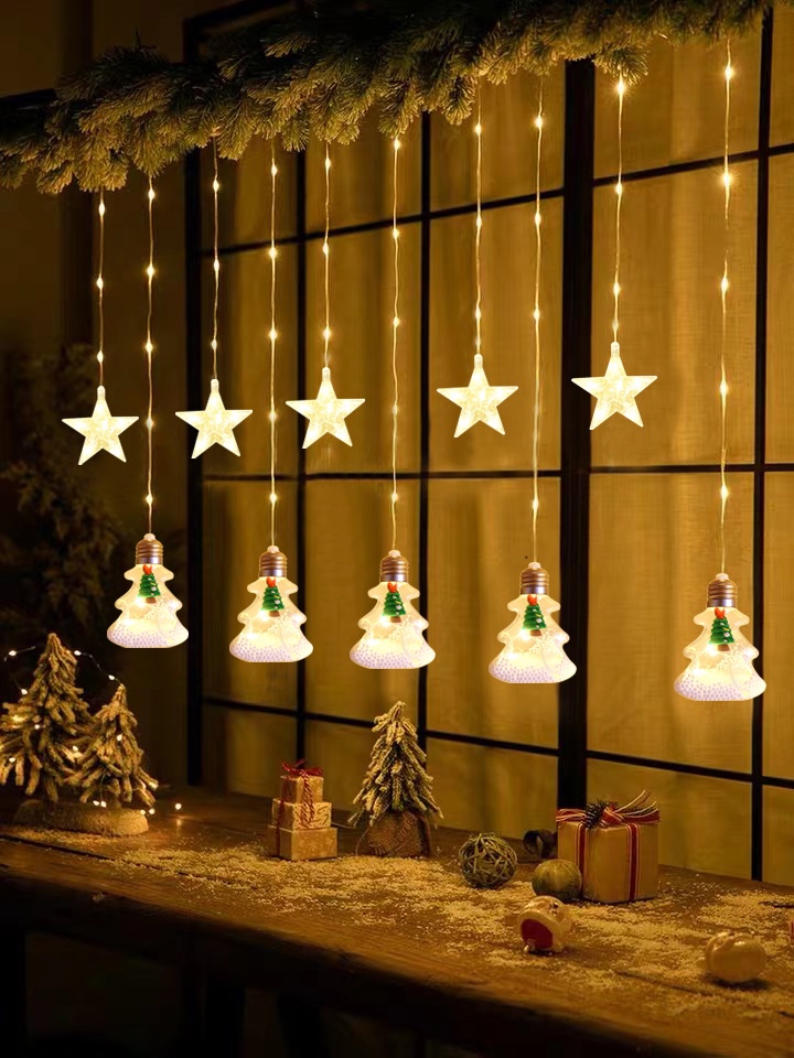 10挂皮线圣诞挂件圣诞树瓶 窗帘灯节日灯户外灯串彩灯灯饰喜庆串灯