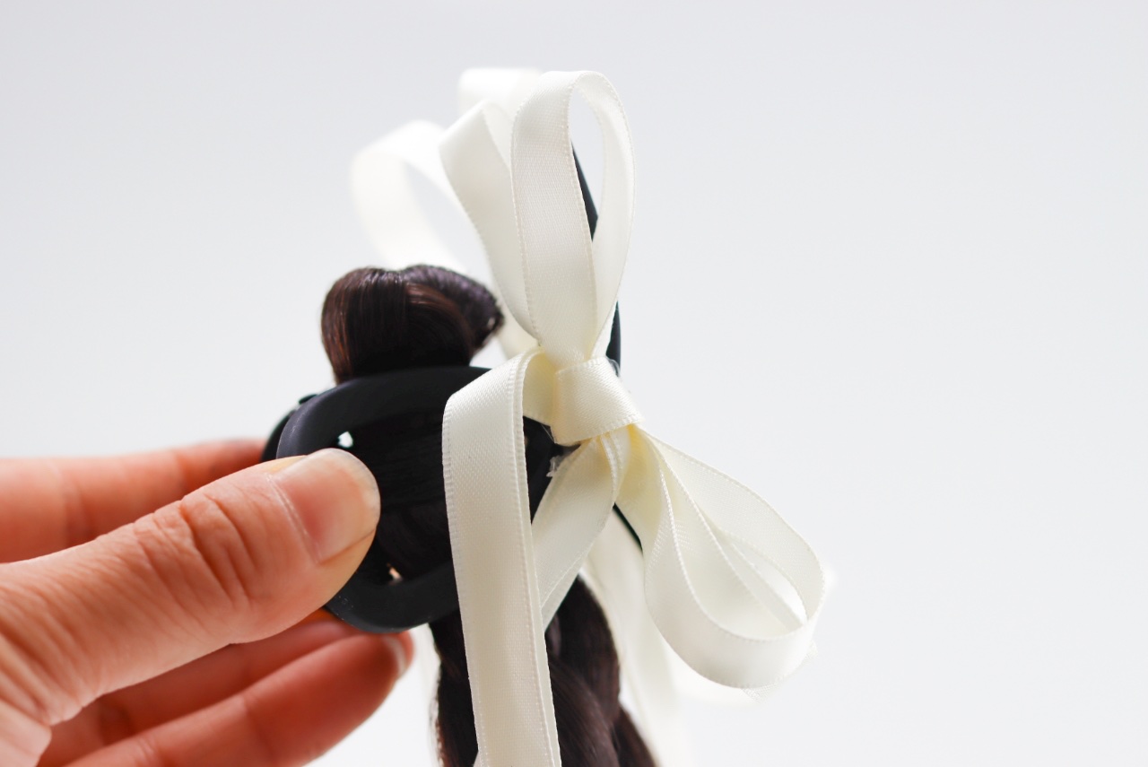 Wig, braid, braid, imitation hair, ballet style, natural and sweet, ribbon grab clip double braid wig Specification image