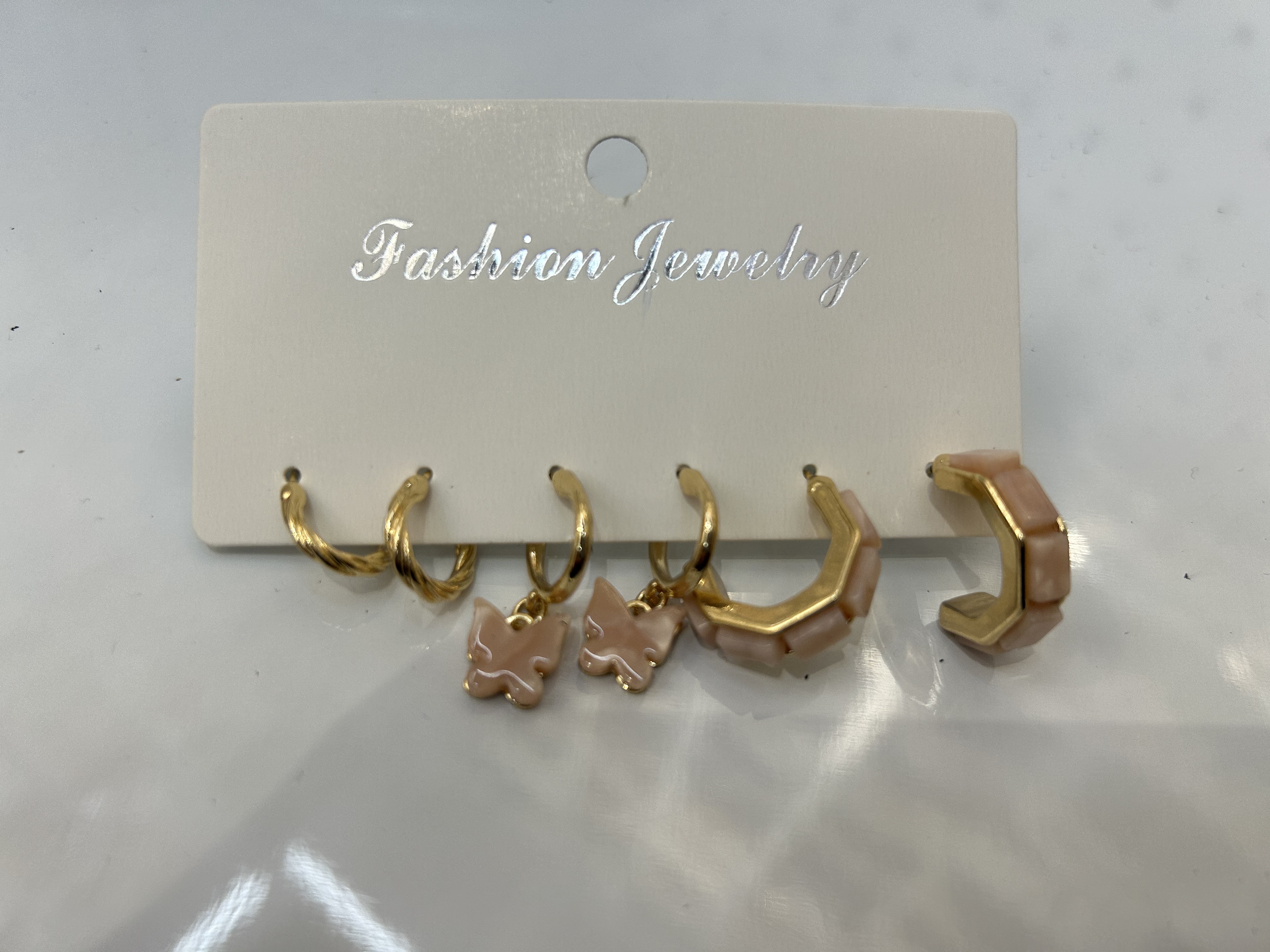 三件套滴油点钻合金耳饰光面耳扣 时尚耳环耳钉女士套装饰品精致优雅超流行白底实物图