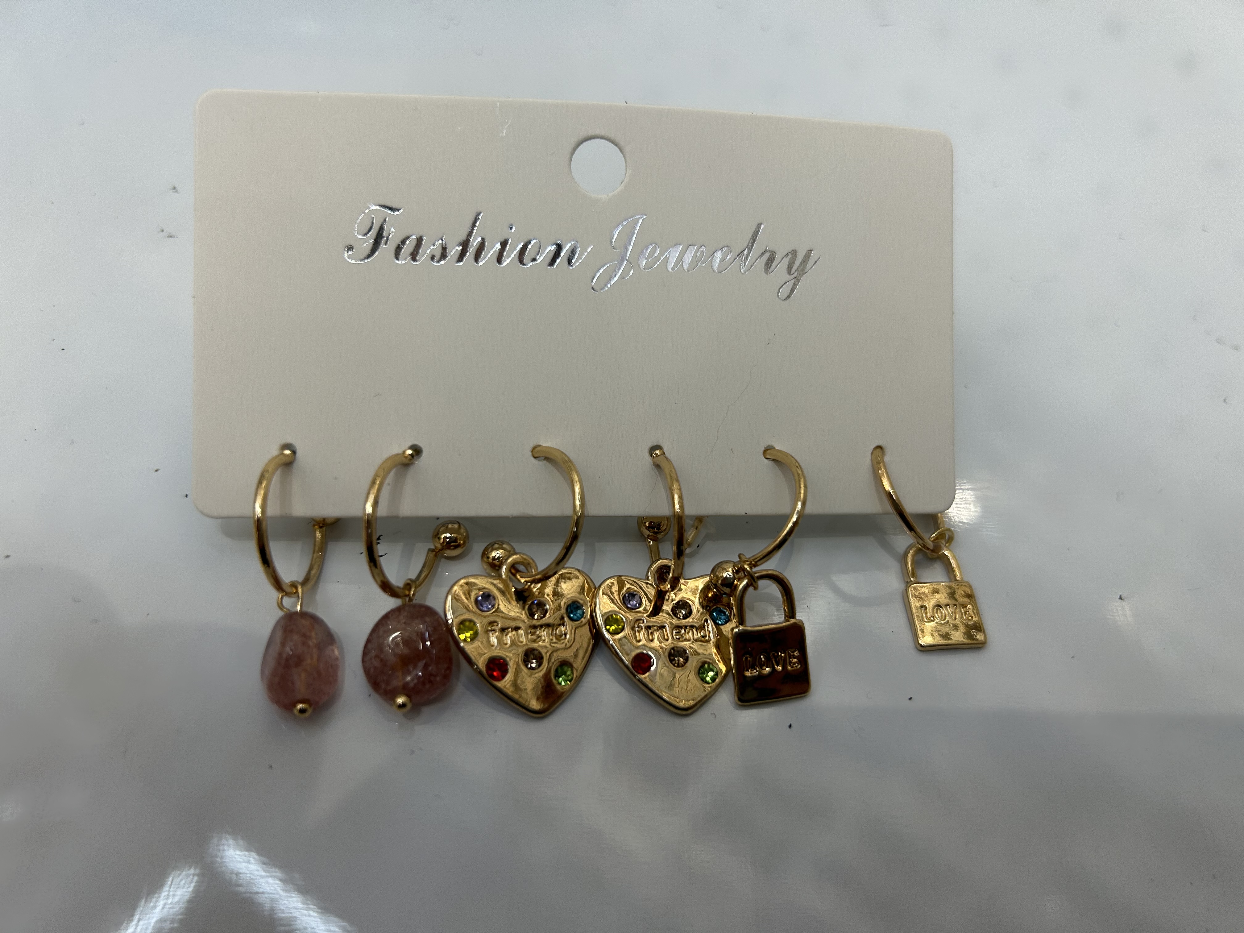 三件套滴油点钻合金耳饰光面耳扣 时尚耳环耳钉女士套装饰品精致优雅超流行详情图5