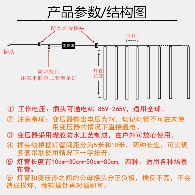 流星雨led灯七彩灯闪灯串灯满天星户外防水亮化挂树上的装饰灯串 详情图5