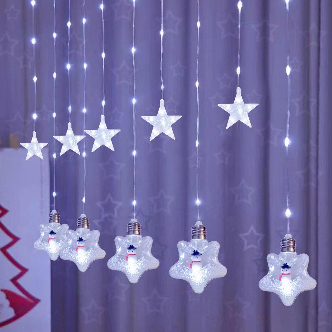 10 Hanging leather thread Christmas pendants, five-pointed star bottles, curtain lights, festival lights, outdoor lights, string lights, decorative lights, festive string lights details Picture