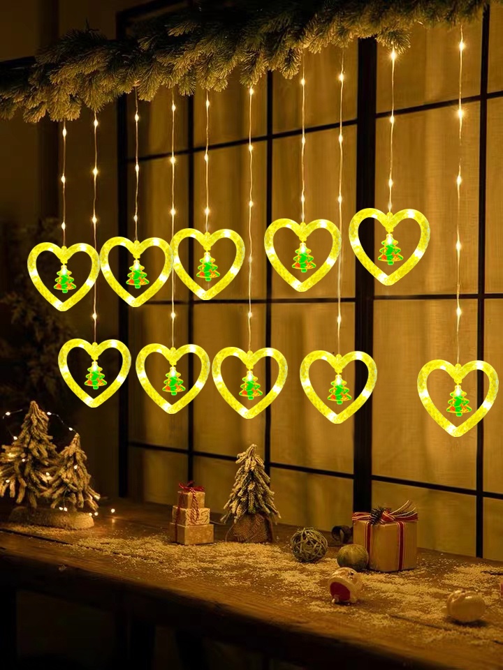 10 Leather string Christmas pendants, diamond heart rings, curtain lights, festival lights, outdoor lights, string lights, decorative lights, festive string lights