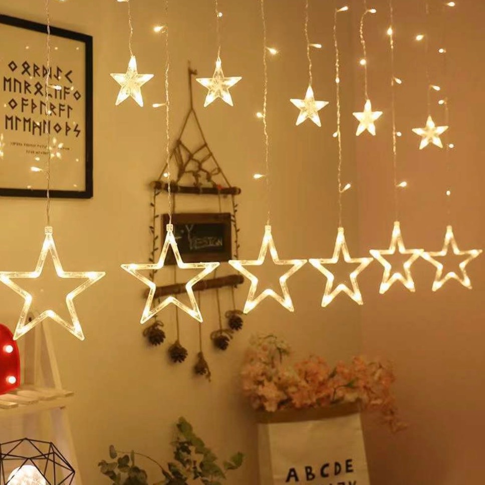LED圣诞节窗帘灯彩灯闪灯橱窗挂灯月亮星星造型灯卧室房间装饰灯详情图3
