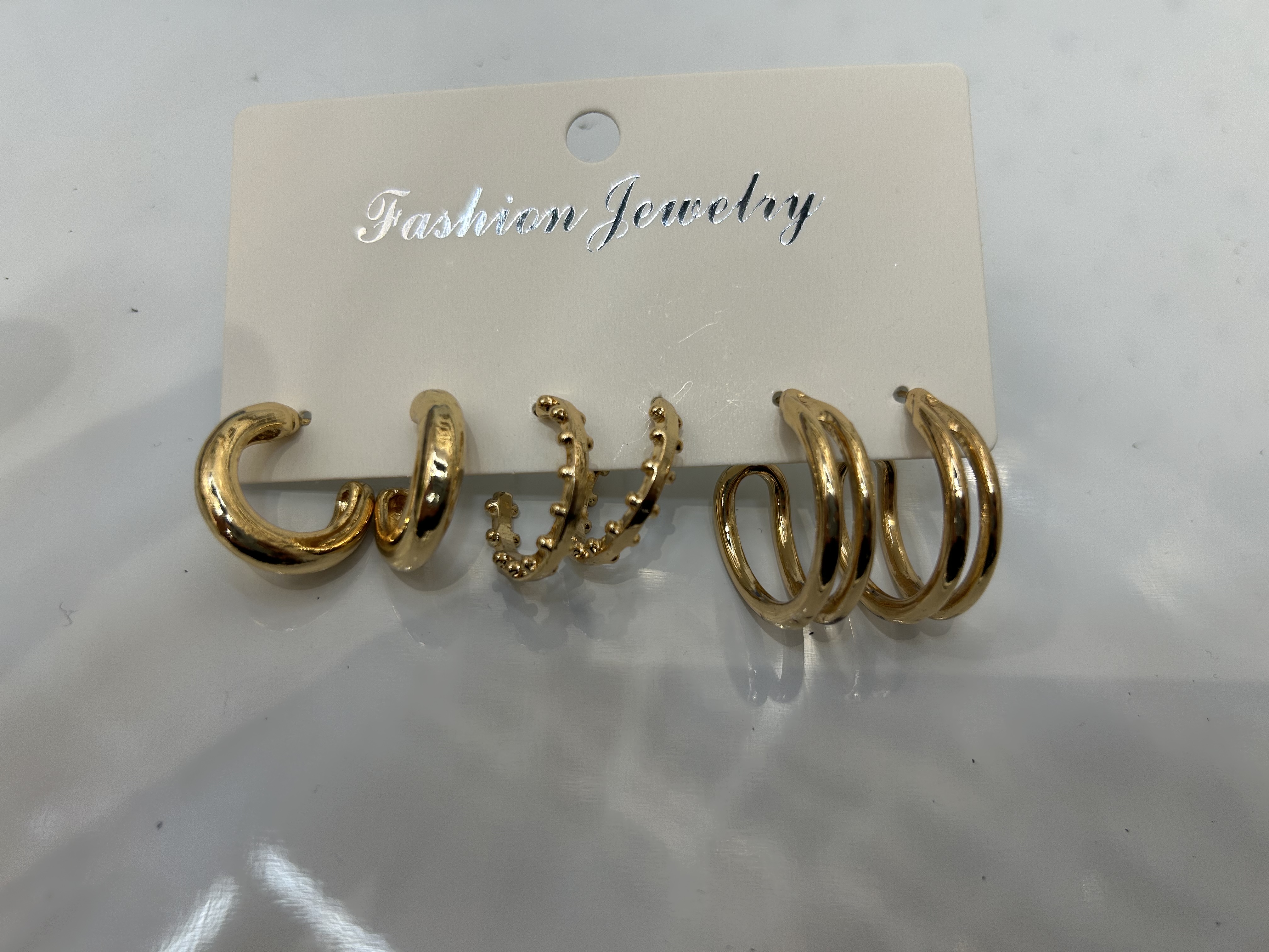 三件套滴油点钻合金耳饰光面耳扣 时尚耳环耳钉女士套装饰品精致优雅超流行