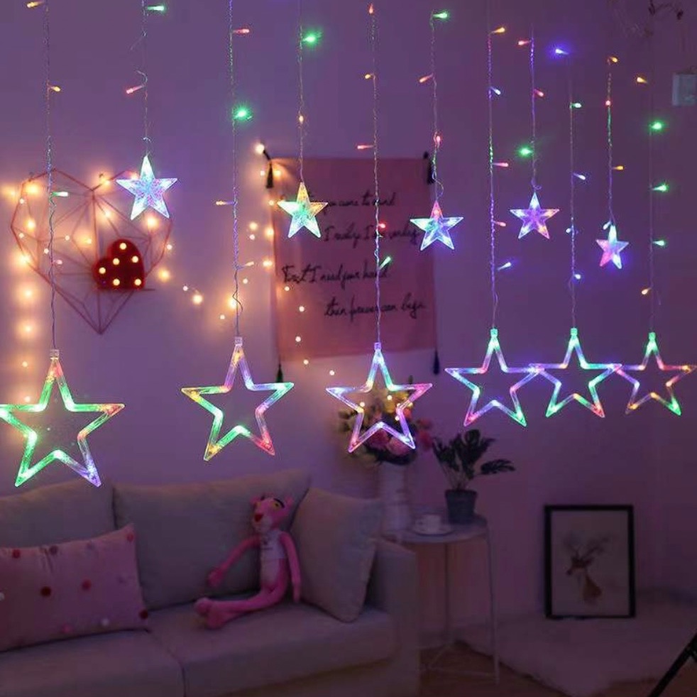 LED圣诞节窗帘灯彩灯闪灯橱窗挂灯月亮星星造型灯卧室房间装饰灯详情图2