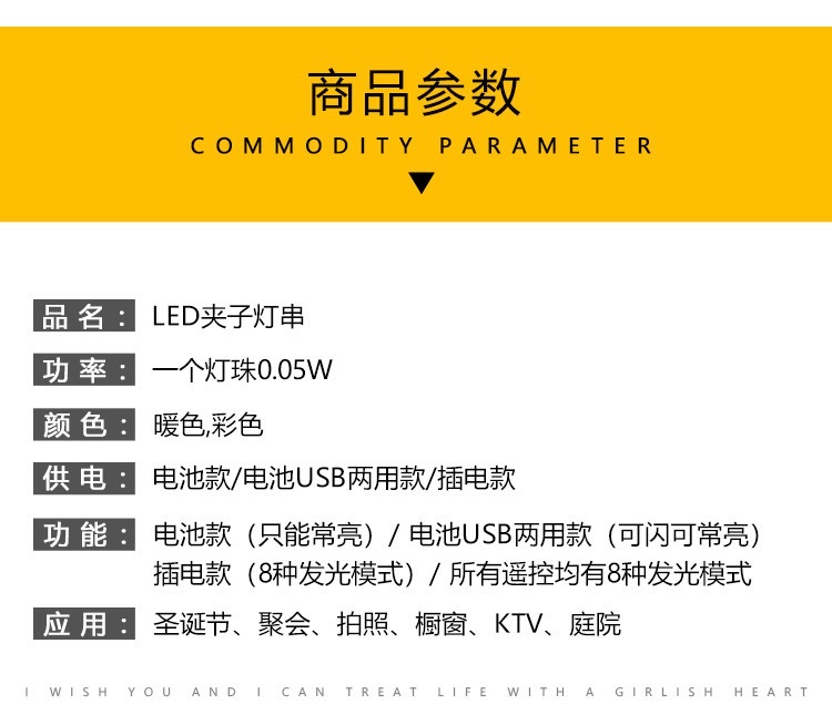 厂家直供LED灯串照片夹子装饰造型电池盒USB创意照片墙灯串详情14