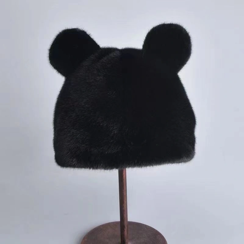 The 2024 new fashionable and trendy summer warm European mink fur bear ear hat and women's fur hat are bestsellers detail image 4