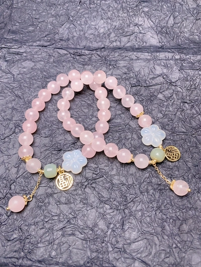 Natural Horse Powder Bracelet, With Natural Chalcedonic Flowers, Choose Hetian Jade With The Bracelet