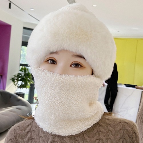 帽女防风口罩头帽帽子围脖护耳包头一体骑车帽套保暖#秋冬季毛绒详情图4