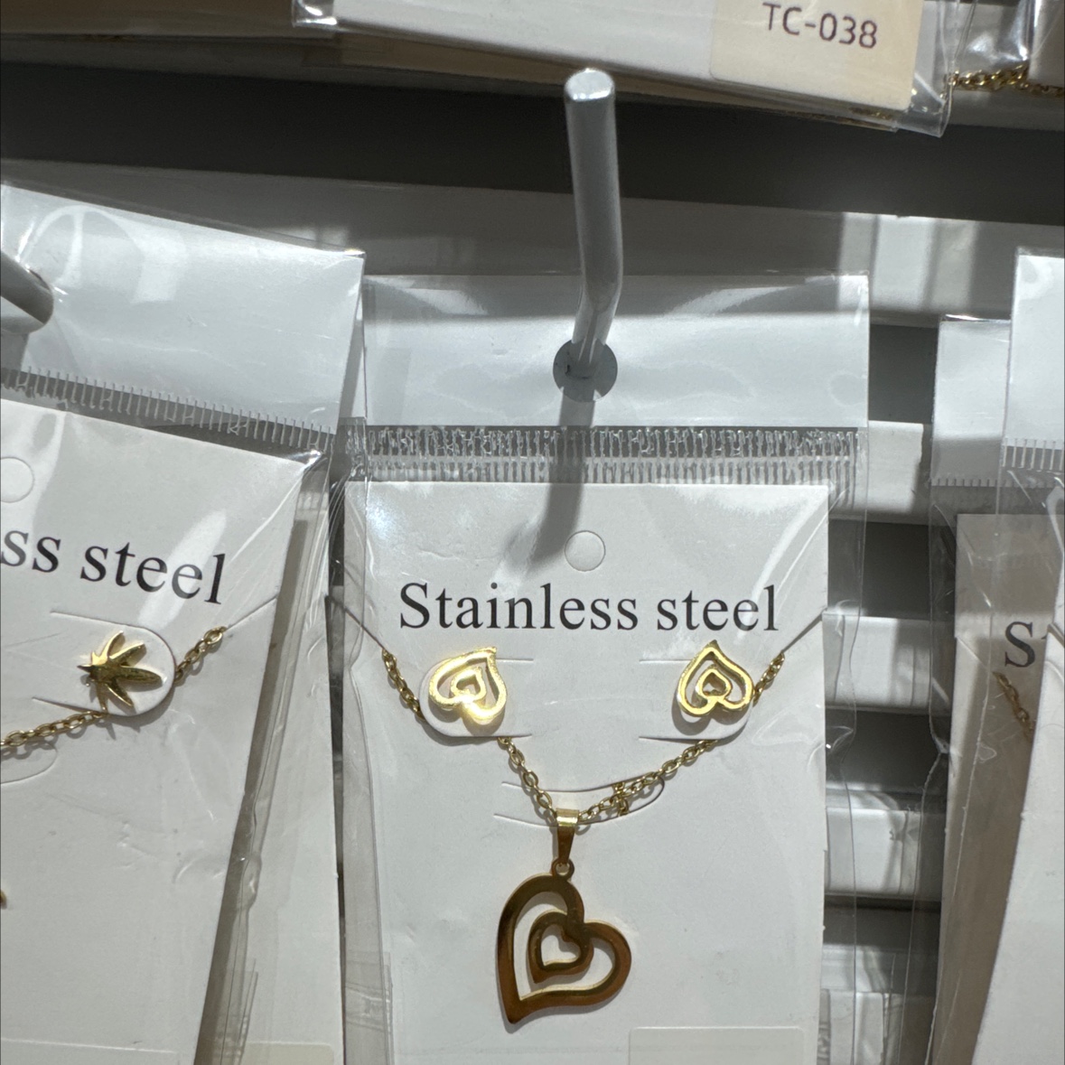 不锈钢套链 保色电镀金色时尚 耳钉 项链产品图