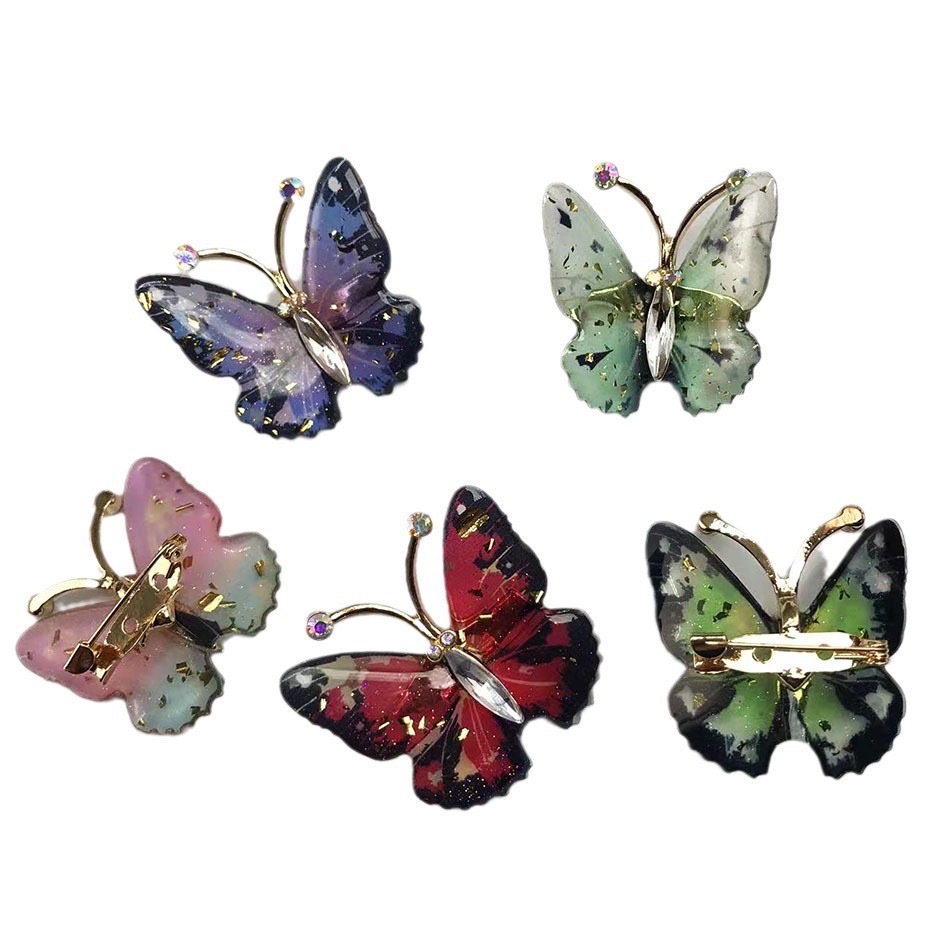 Cross-border new spring and summer fashion delicate ladies brooch resin bright multicolor butterfly corsage Factory price wholesale Mother's Day brooch badge custom lotus brooch clothing badge custom badge thumbnail