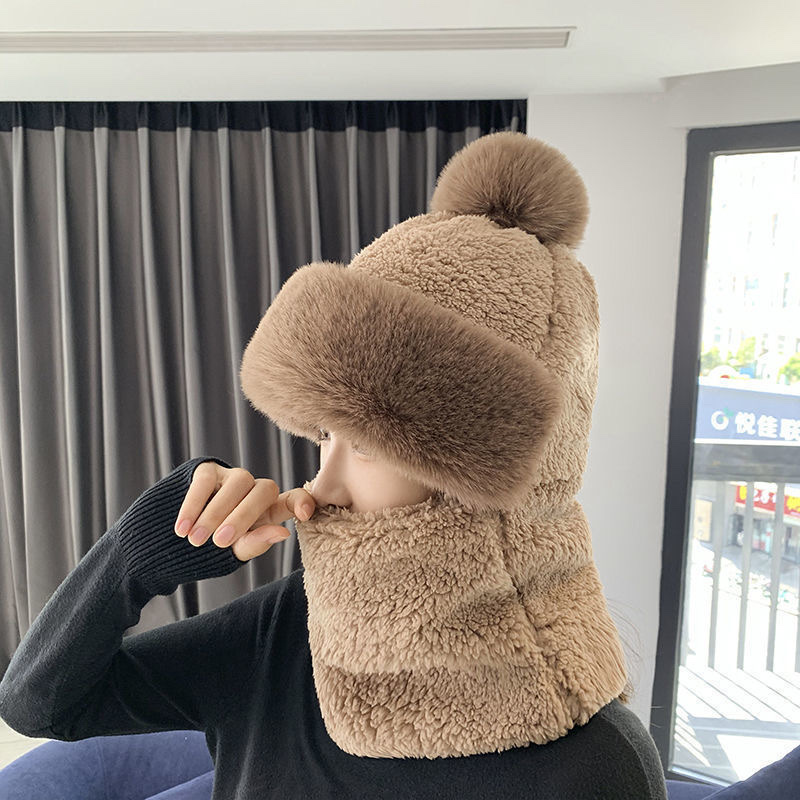 帽女防风口罩头帽帽子围脖护耳包头一体骑车帽套保暖#秋冬季毛绒详情图3