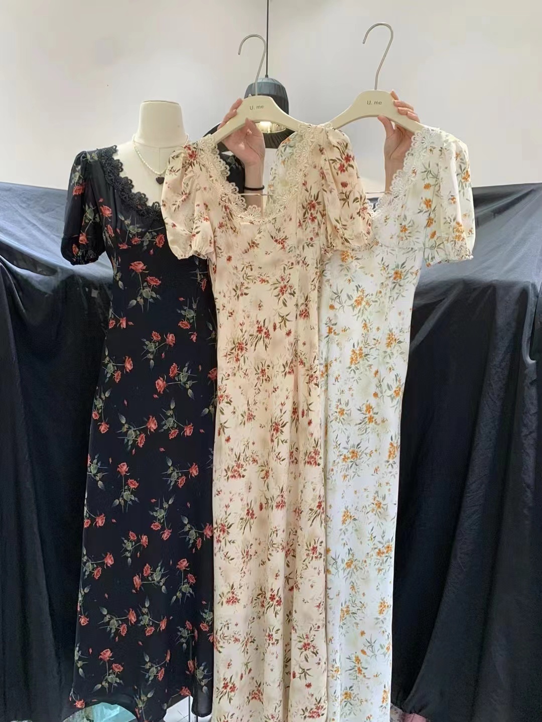复古连衣裙女装新款 黄色碎花裙时尚潮流 舒适透气夏季必备裙子连衣裙