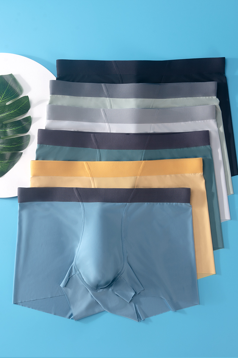 ML3399无痕冰丝随心裁平角裤（1包1打12条袋装）颜色可选
白底实物图