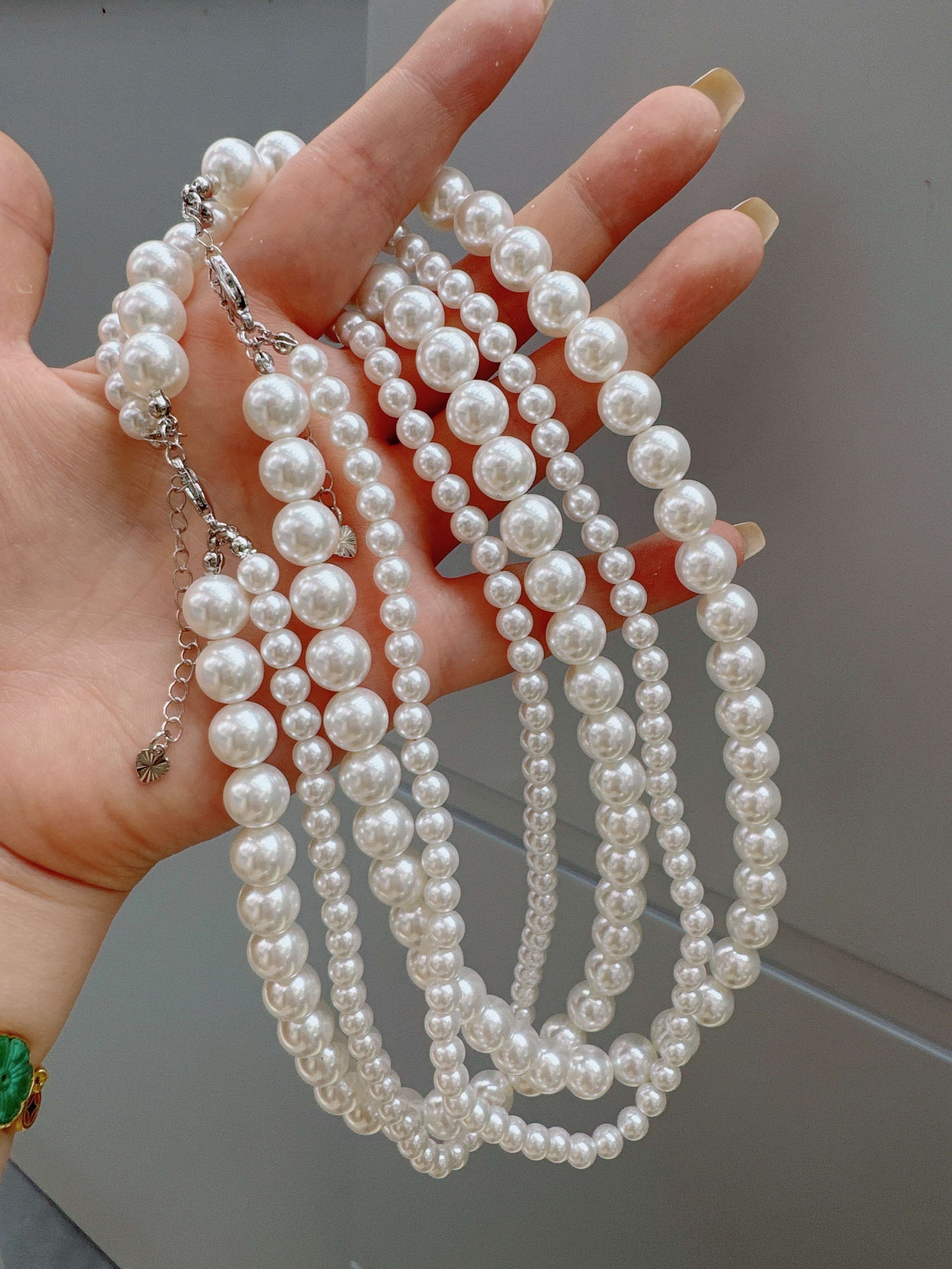 珍珠项链 高级银饰 精美女士珍珠饰品 优雅气质锁骨链 时尚首饰礼物白底实物图