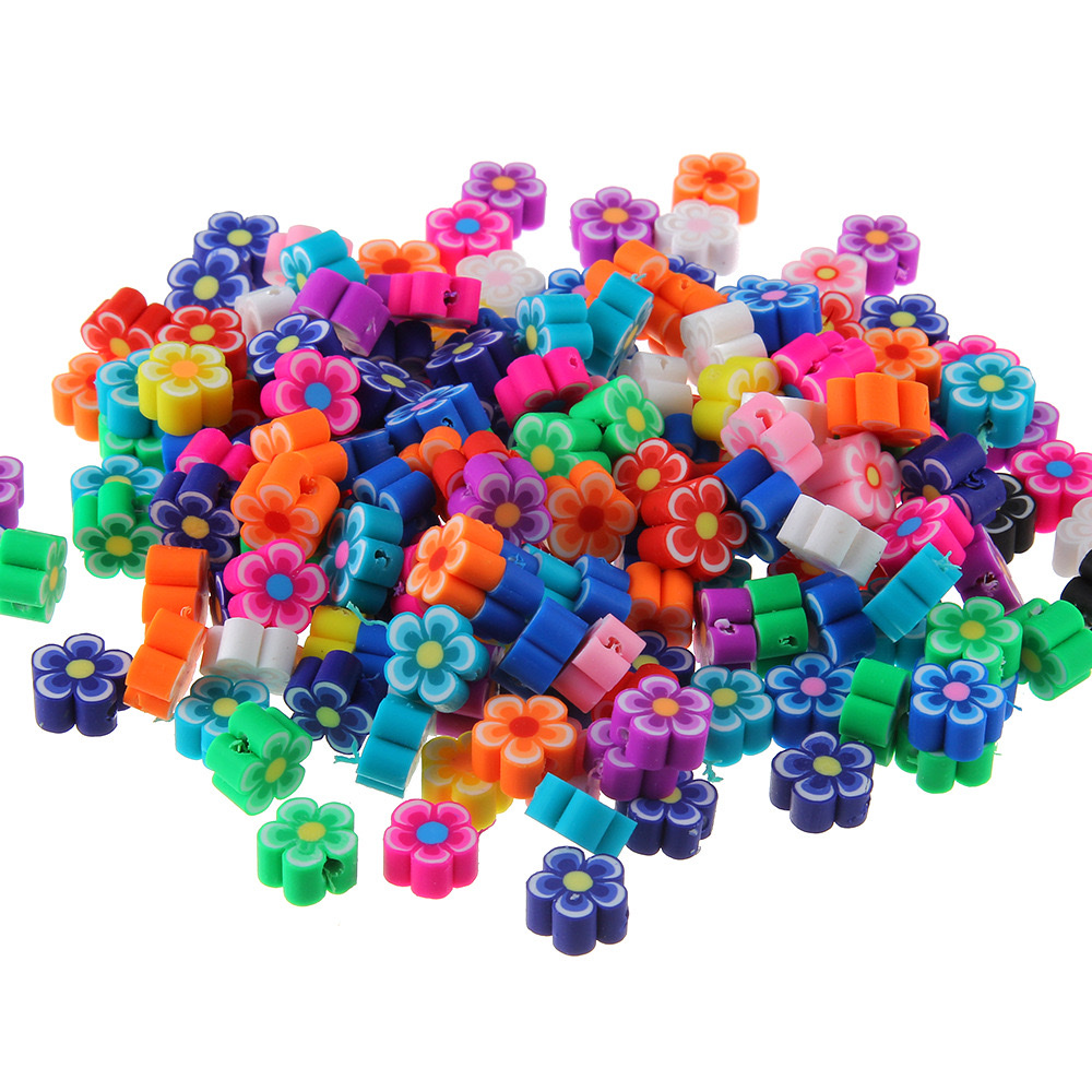 1000 pieces per package of mixed-color flower soft clay sliced bracelets, beading materials, handicrafts, ornaments, accessories, diy loose beads detail image 7