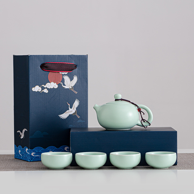 定窑彩色釉功夫茶具一整套茶杯全套喝茶茶具套装国风精致家用陶瓷简约陶瓷杯
