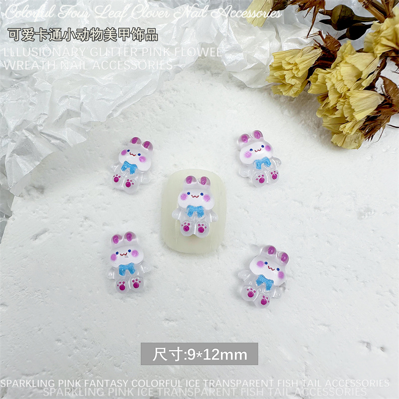 Resin Angel Bear nail art Stud, new coffee-colored bear, white Bear DIY accessory detail image 8