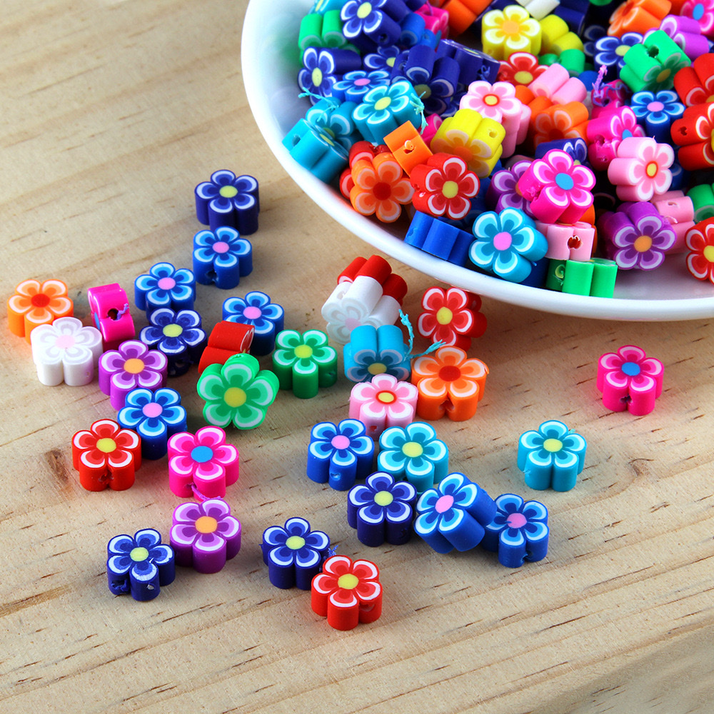 1000 pieces per package of mixed-color flower soft clay sliced bracelets, beading materials, handicrafts, ornaments, accessories, diy loose beads detail image 5