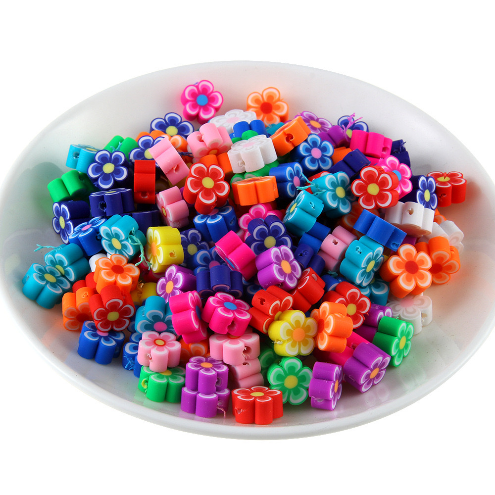 1000 pieces per package of mixed-color flower soft clay sliced bracelets, beading materials, handicrafts, ornaments, accessories, diy loose beads detail image 4