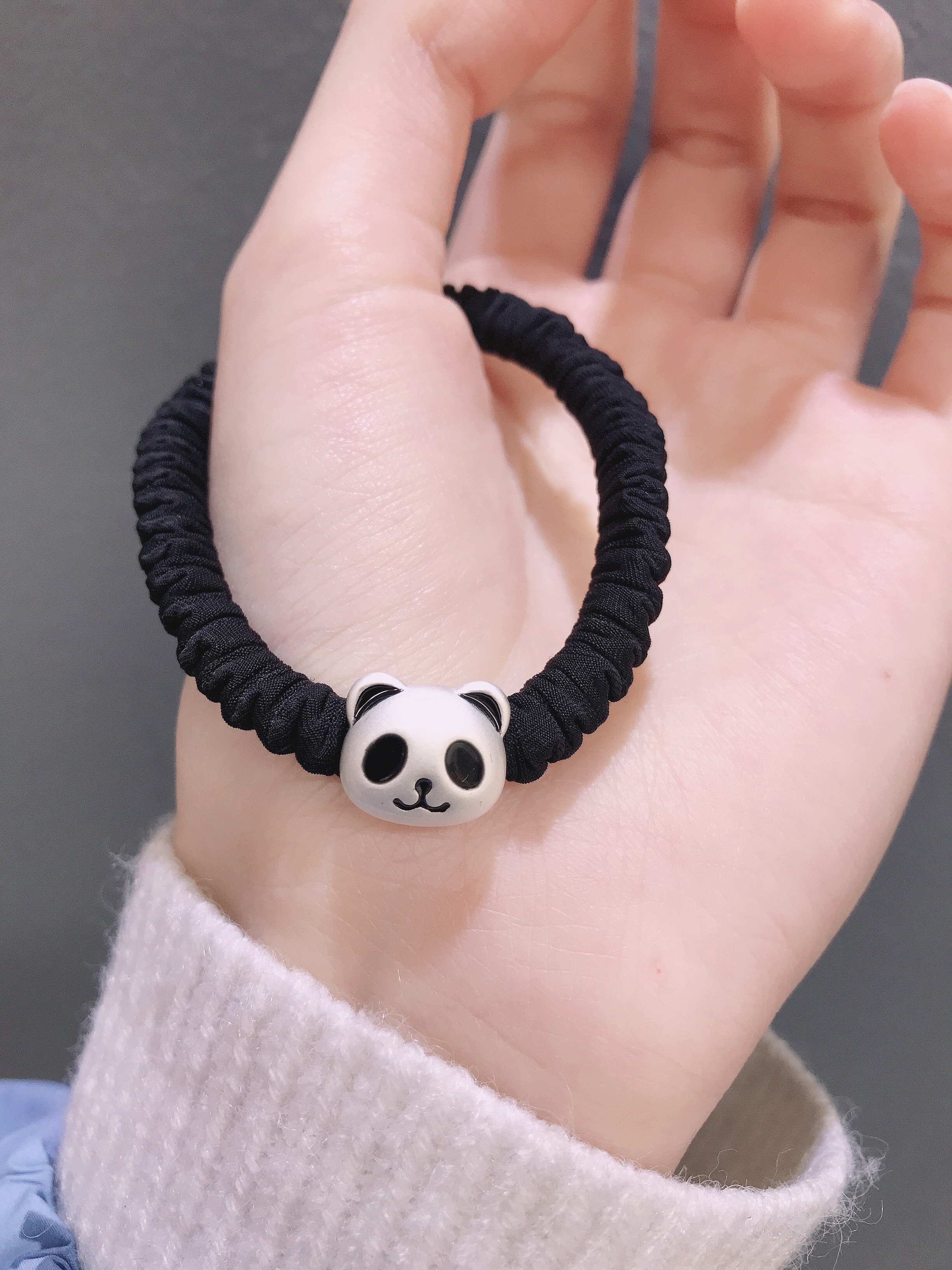 简约夏季女士头绳 发饰皮筋饰品 美发绑发橡皮筋头饰时尚潮流发绳熊猫头绳产品图