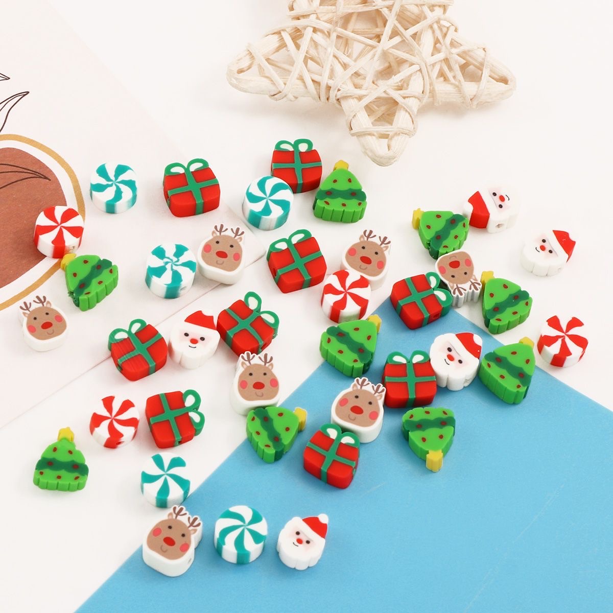 Soft clay Christmas gifts, Santa Claus series, diy materials, bracelets, necklaces and strings Specification image