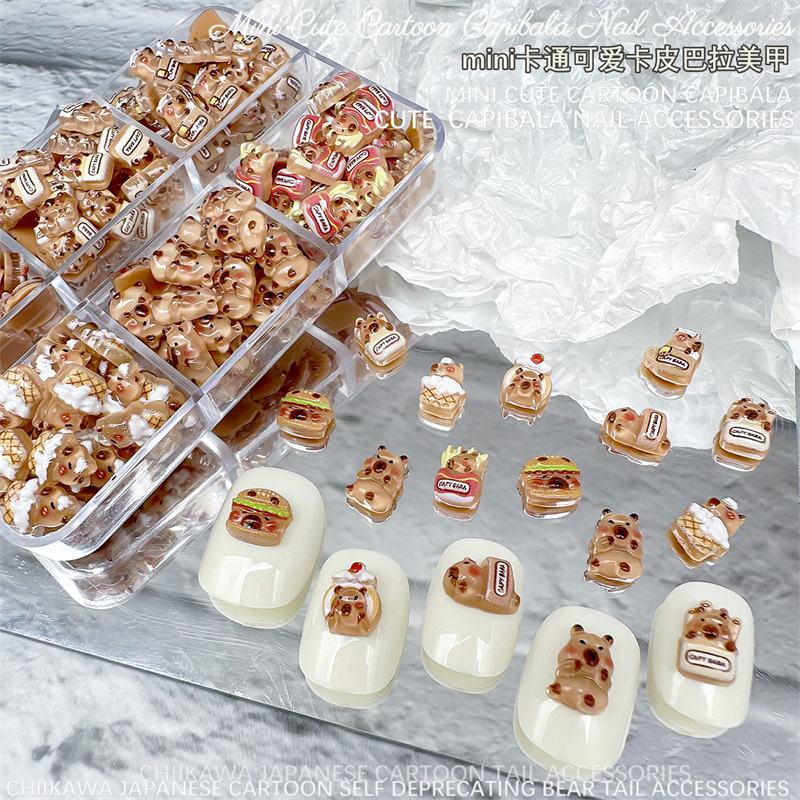 树脂卡通新款爆款卡皮巴拉mini小小号美甲耳钉耳环配件DIY饰品配件详情图5