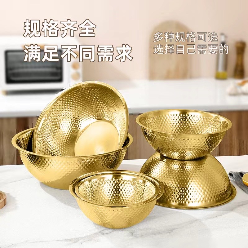 酒吧餐厅不锈钢加深锤纹盆家用沙拉盆厨房打蛋盆水果盆创意个性盆