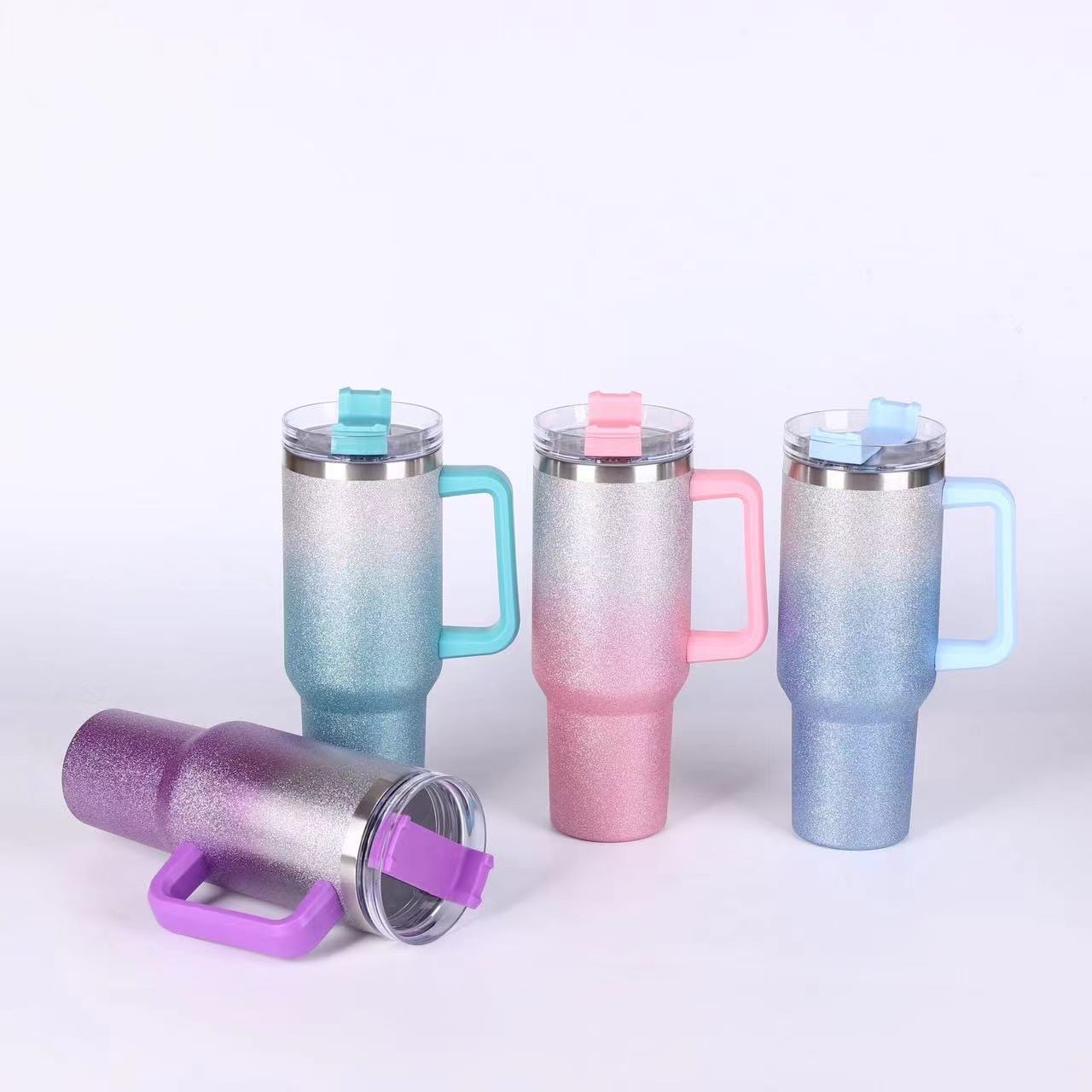 珠光闪闪发光不锈钢保温杯渐变水杯创意个性杯子304不锈钢可定制logo白底实物图