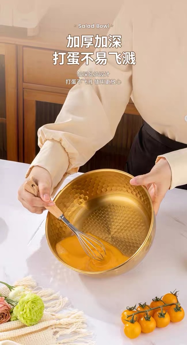 Korean-style stainless steel salad bowl, instant noodle bowl, hammer-patterned cold noodle bowl, large soup bowl, baking mixing bowl, cooking bowl, egg beating bowl detail image 3