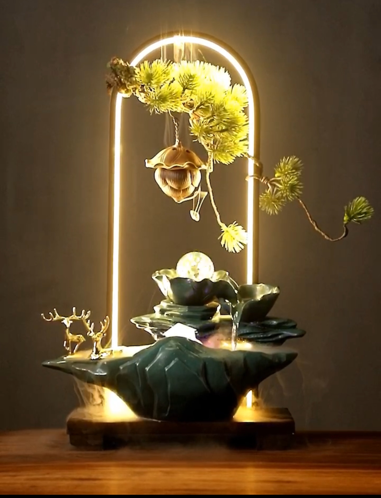 Ceramic flowing Water Bonsai Figure Little Monk series Item Picture