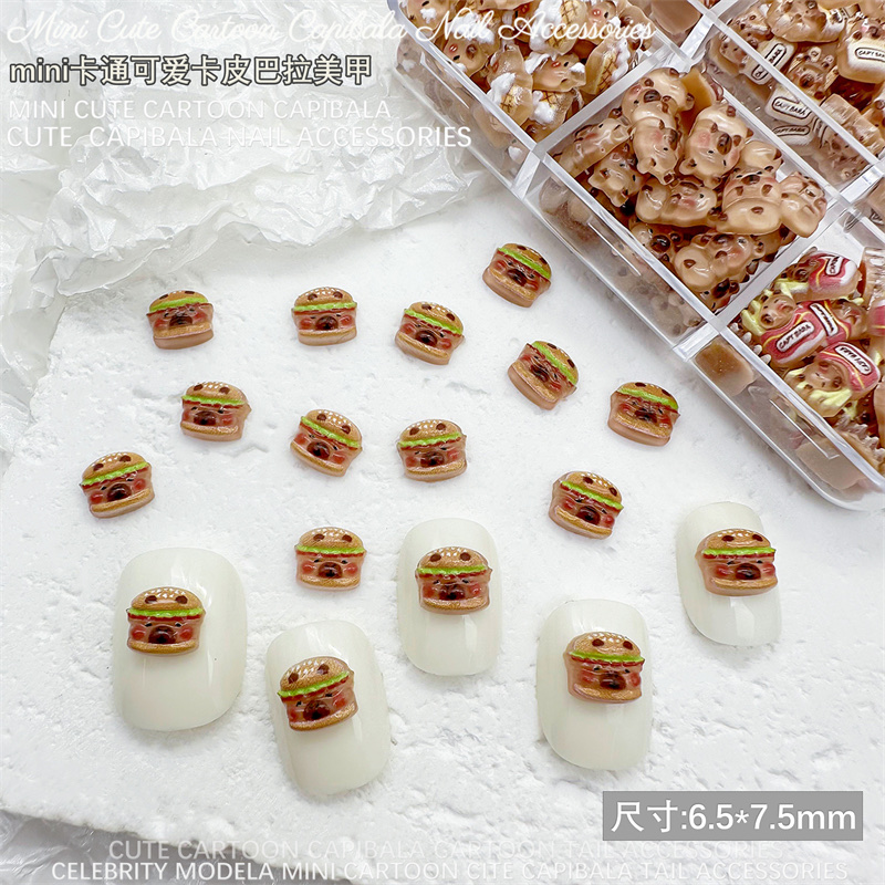 树脂卡通新款爆款卡皮巴拉mini小小号美甲耳钉耳环配件DIY饰品配件详情图7