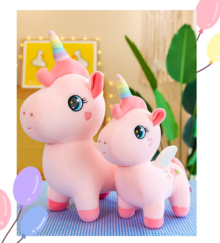 樱花彩虹小马独角兽公仔毛绒玩具布娃娃床上抱枕女生睡觉超软儿童详情图8