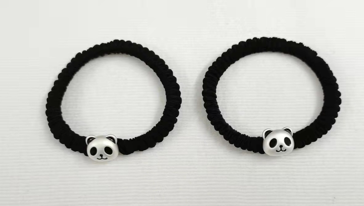 简约夏季女士头绳 发饰皮筋饰品 美发绑发橡皮筋头饰时尚潮流发绳熊猫头绳细节图