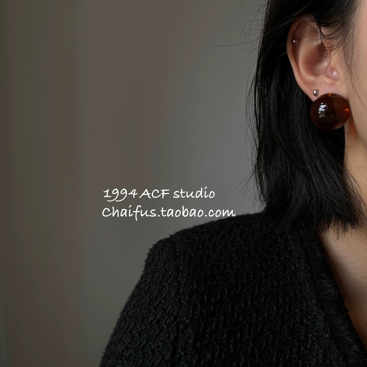 法式复古冰透纹理感耳钉轻奢高级感百搭耳环。星露饰品1耳环