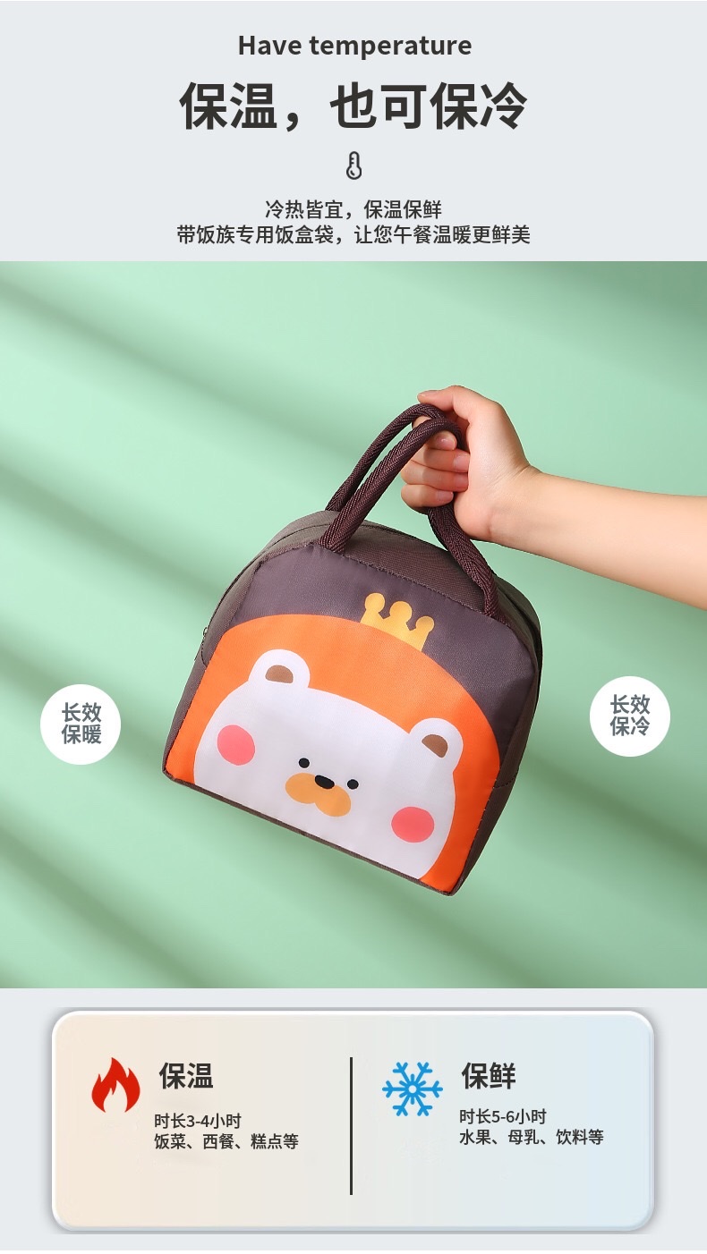 Cartoon lunch boxes, tote bags, thickened aluminum foil insulated bags, cute bento bags, lunch bags for work and school detail image 7