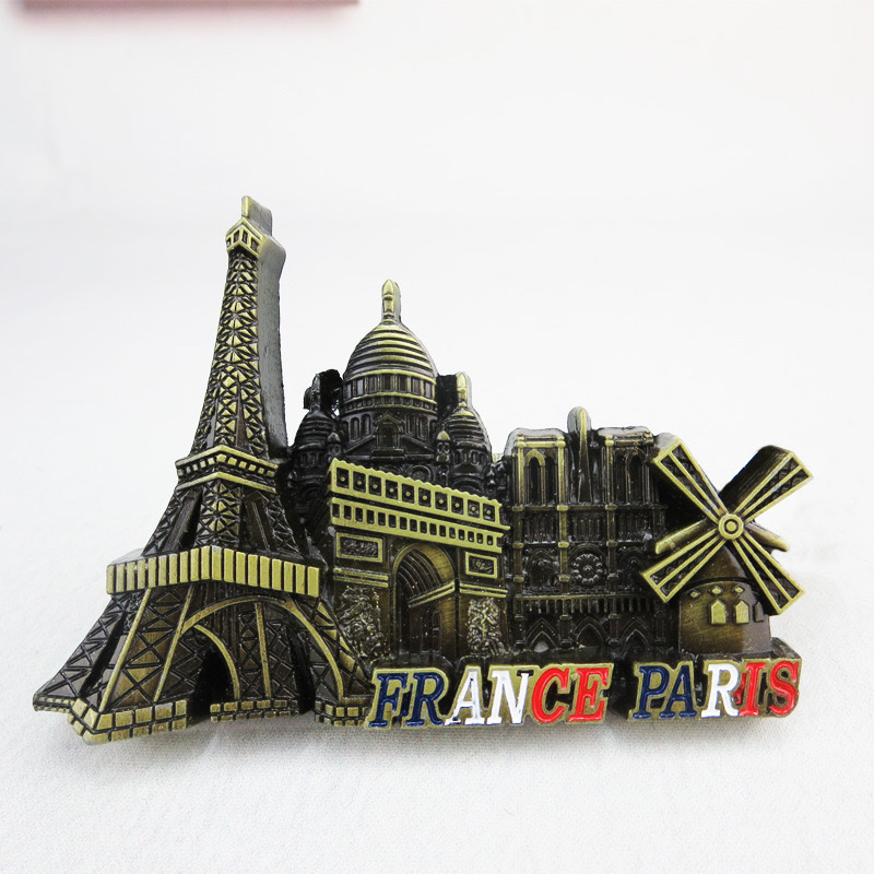 Metal handicrafts magnetic fridge magnet bottle opener, retro creative three-dimensional French travel souvenir small gift fridge magnet customization detail image 6