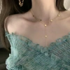 Golden five-pointed star double-layered long pendant high-end necklace, simple stacked collarbone chain accessory necklace for European and American hot girls Item Picture