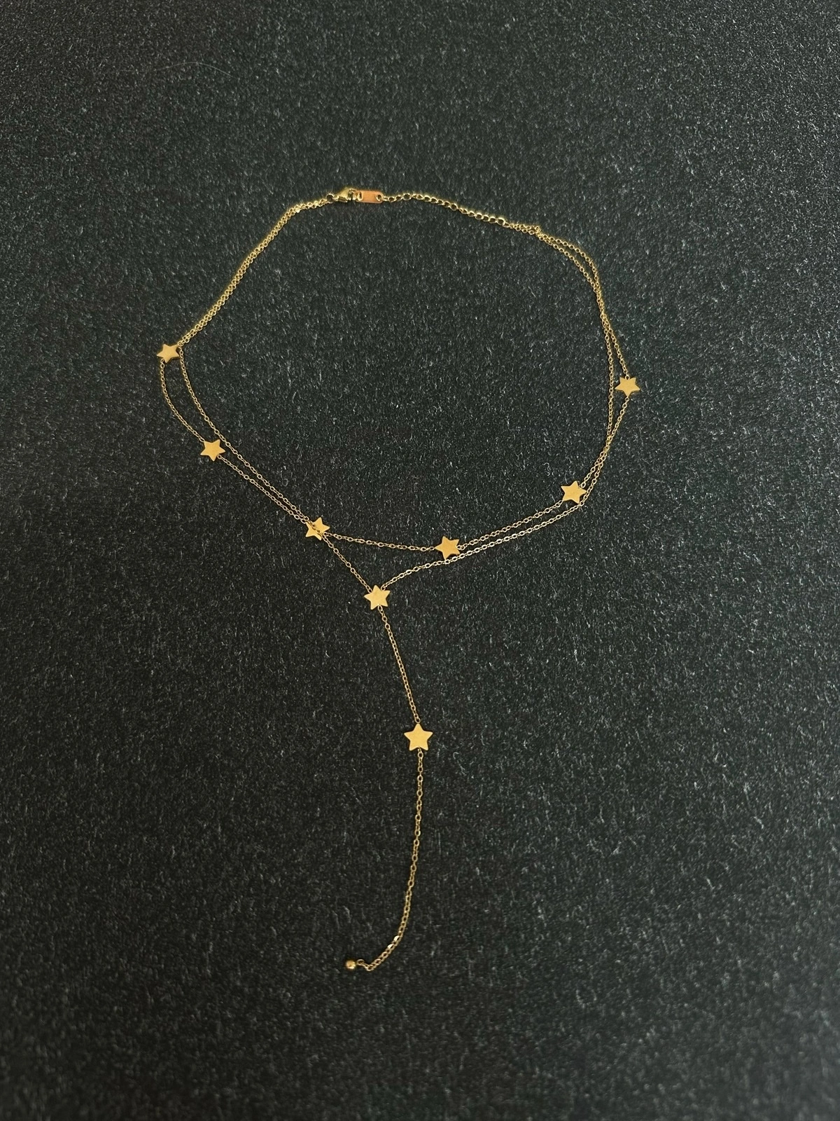 Golden five-pointed star double-layered long pendant high-end necklace, simple stacked collarbone chain accessory necklace for European and American hot girls detail image 4