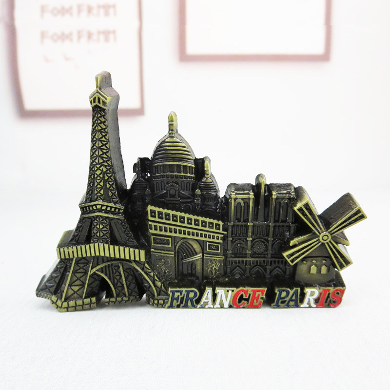 Metal handicrafts magnetic fridge magnet bottle opener, retro creative three-dimensional French travel souvenir small gift fridge magnet customization Specification image