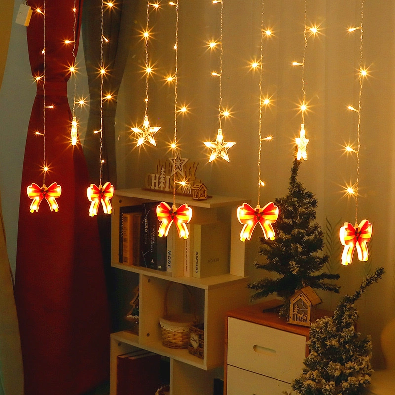 LED Christmas painted curtain lights, snowman socks, gift boxes, lollipops, window decoration, atmosphere, star lights, Christmas decorations, festive outfits detail image 3